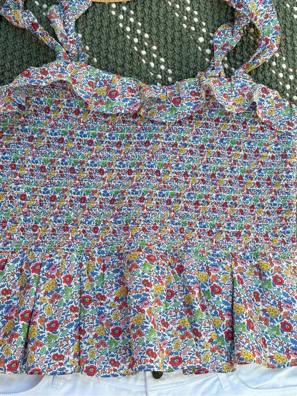 J. Crew Floral Smocked Ruffle Tank - Picture 4 of 12